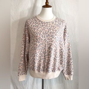 PINK Victoria’s Secret Blush Leopard Print Campus Crewneck Sweatshirt XS